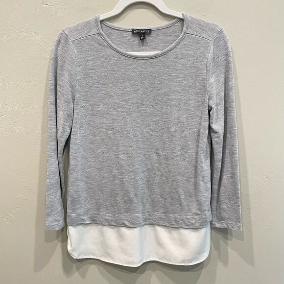 J.Crew Mercantile Light Heathered Gray Long Sleeve Top - Size: Small - Picture 1 of 10